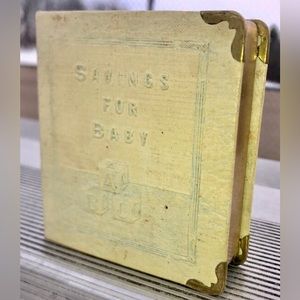 Vintage Early 20th Century Antique Zell SAVINGS FOR BABY Book Coin Bank